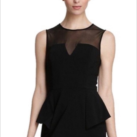 NWT Cache Black Illusion Mesh Peplum Sheath Cocktail Party Dress 4 Evening Wear - Picture 4 of 11